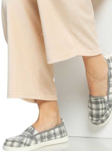 Roxy Minnow Faux Fur-Lined Slip-On Shoes Grey Plaid | PDHJF-0473