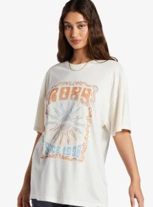 Roxy Mystic Oversized Graphic T-Shirt Snow White | UHSRZ-9612