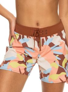 Roxy Novelty Zip-Pocket 5' Boardshorts Rustic Brown Floraldelic | TAQRL-7594