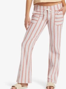 Roxy Oceanside Flared Pants Cork Sunny Side Stripe | WKVTO-9320