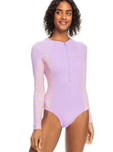 Roxy Onesie Long Sleeve One-Piece Swimsuit Purple Rose | UHBOI-2905