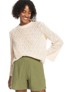 Roxy Paper Hearts Crew Neck Sweater Tapioca | SFJRC-2674