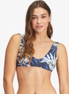 Roxy Printed Beach Classics Bralette Bikini Top Mood Indigo Seaside Tropics | ULVYX-7248