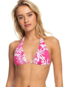 Roxy Printed Beach Classics Elongated Bikini Top Shocking Pink Hello Aloha | CAZWE-8762