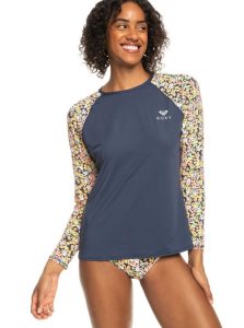 Roxy Printed UPF 50 Long Sleeve Front Zip Rashguard Mood Indigo Ditsy Love | QLOME-8162