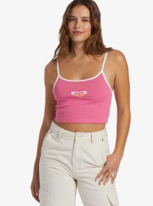 Roxy Retro Cropped Strappy Tank Shocking Pink | IWNYU-4196