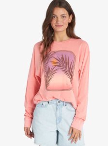 Roxy Sunset Photo Oversized Long Sleeve T-Shirt Tea Rose | MJIZA-4673