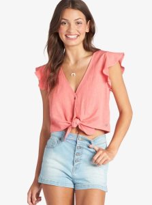 Roxy Sweeter Than This Knotted Cropped Top Tea Rose | JWZEO-5184