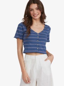 Roxy Uncomplicated Mind Button Up Top Mood Indigo Beachy Yarn | TPAKS-2608