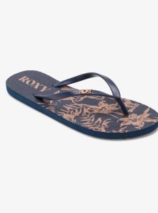 Roxy Viva Stamp Flip-Flops Dark Blue | BWUXA-6194