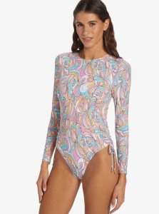 Roxy Warm Sand Onesie Active Cropped UPF 50 Long Sleeve Rashguard Swirly Daze | BUIDX-4183