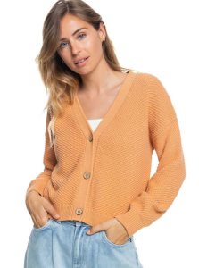 Roxy Wonder Time Long Sleeve Cardigan Toast | MJVDP-1648